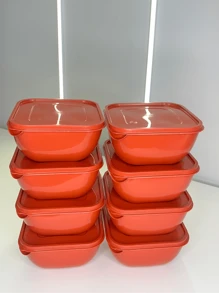 Kit Of 12 Plastic Pots - Various Shapes - Microwave, Freezer And Dishwasher Safe - 1 Liter - Red - View 3