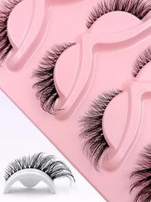 Asiteo 5 Pairs Cat Eye & Fox Eye False Eyelashes With Transparent Band, Natural Looking Faux Mink Eyelashes For Makeup - 眼尾拉長款 - 查看 6