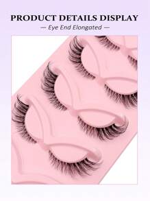 Asiteo 5 Pairs Cat Eye & Fox Eye False Eyelashes With Transparent Band, Natural Looking Faux Mink Eyelashes For Makeup - 眼尾拉長款 - 查看 2