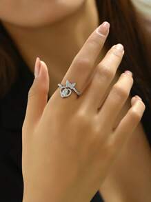 1個韓版設計微鑲瑪丹娜方晶戒指,女士專用 - 彩色 - 查看 9