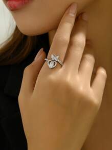 1個韓版設計微鑲瑪丹娜方晶戒指,女士專用 - 彩色 - 查看 5