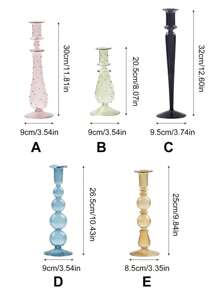 1pc Geometric Shaped Candle Holder, Transparent Glass Creative Candle Holder, Home Decor, Rama Rama Back To School Room Decor, Study Supplies Vase, Glass Vase - Clear - View 2