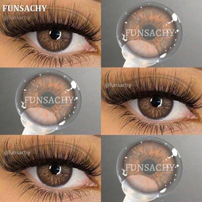 FUNSACHY Brown Contact Lenses, 14.2mm Natural Color Soft Disposable Contact Lenses, Suitable For Halloween Cosplay