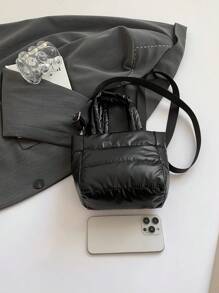 Minimalist Lightweight Nylon Down Jacket, Versatile Compact Handbag & Shoulder Bag