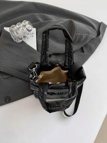 Minimalist Lightweight Nylon Down Jacket, Versatile Compact Handbag & Shoulder Bag