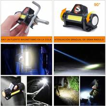 Lampara de Cabeza con Imán, Linterna Frontal Recargable y Impermeable, Dos Modos de Luz, 90 Grados Ajustables, Adecuado para Cámping, Montañismo, Correr, Senderismo, Ciclismo,etc - Negro - Ver 8
