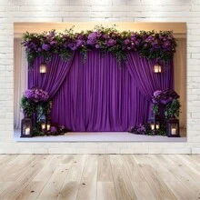 Telón de fondo de gasa morado para bodas, despedidas de soltera, cumpleaños - Tela duradera y versátil, sin necesidad de electricidad, uso multipropósito, celebraciones de temporada - Multicolor - Ver 3