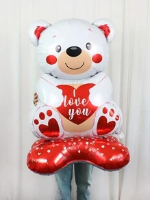 1 Stück 58-Zoll Ständer Ich liebe dich Herz Umarmung Weißer Bär Ballon, Cartoon Bär Folienballon, Jahrestag, Herz Weißer Bär Ballon, geeignet für romantisches Thema Valentinstag Party Dekoration, Heiratsantrag, Hochzeitsfeier, Jahrestag, Geburtstag - Verschiedenfarbig - Übersicht 9