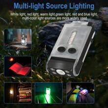 1pc Fluorescent Mini Keychain Light With Side Light Strong Flashlight Rechargeable Multifunctional Work Light For Outdoor Camping Home Emergency Lighting - Multicolor - View 1