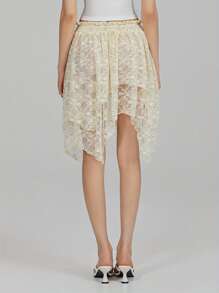 Women's Summer Mini Skirts Irregular Hem Lace Floral Skirt For Daily, Travel, Parties