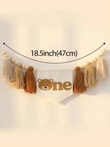 1 Peça Guirlanda Floral com Borla estilo Boho, tema Ursinho de Pelúcia, feita à mão, adequada para decoração de festa de aniversário, decoração de casa, decoração de cadeira