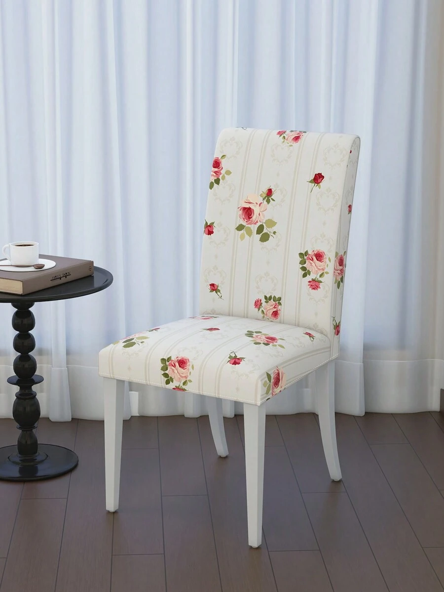 1 高弹性数码花卉和植物印花椅套，可拆卸座椅保护套，适合各种节日场合