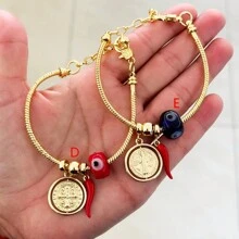 1 件镀金蛇链吊饰圣母玛利亚手链女士手链首饰 - Charm Bracelet - 查看 9