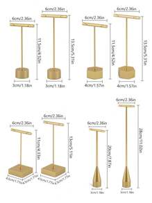 TONVIC 1PC/2PCS/4PCS Exquisite Creative Jewelry Earring Display Stand T-Shaped Tower Metal Earring Holder Storage Rack Stud Earrings Ring Hanging Storage Rack Home Decor - Gold - View 4