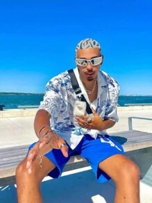 2pcs Men's Stylish Contrast Color Casual Short Sleeve Shirt, Spring/Summer - Multicolor - View 4