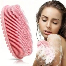 1pc Silicone Cleaning Brush For Shower, Silicone Shampoo Shower Brush, Household Adult Double-Sided Rubbing Bath Brush, Massage Bath Brush, Bathroom Cleaning Tools