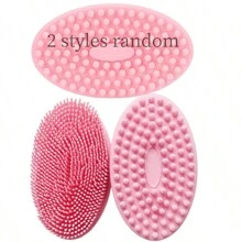 1pc Silicone Cleaning Brush For Shower, Silicone Shampoo Shower Brush, Household Adult Double-Sided Rubbing Bath Brush, Massage Bath Brush, Bathroom Cleaning Tools