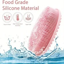 1pc Silicone Cleaning Brush For Shower, Silicone Shampoo Shower Brush, Household Adult Double-Sided Rubbing Bath Brush, Massage Bath Brush, Bathroom Cleaning Tools