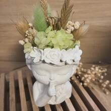 女孩形状硅胶模具，适用于 DIY 花盆、石膏和混凝土工艺品 - 多用途、可重复使用的铸造模具，适用于花瓶、家居装饰、笔筒、烛台 - 白色 - 查看 5