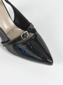 New Fashion Classic Elegant Pointed Toe Chunky Heel Simple Versatile Women High Heels - Black - View 7