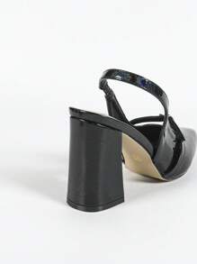 New Fashion Classic Elegant Pointed Toe Chunky Heel Simple Versatile Women High Heels - Black - View 6