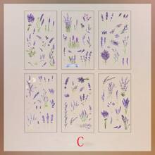 6 hojas de pegatinas base de material decorativo de PVC con diseño de plantas y flores vintage para diario de cuentas, etiquetas de álbumes de recortes, anotaciones de diario, papelería, álbunes de teléfono y planificador - Multicolor - Ver 7