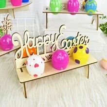 Easter Wooden Egg Holder Rack Rabbit Wood Ornament Easter Party Easter Decor DIY Wood Chick Rabbit Holder Tray Rack Happy Easter Decorations - Wood Color - View 10