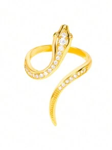1 st. Gouden Kleur Roestvrijstalen Slangenringen Voor Vrouwen Mannen Open Verstelbare Ring Vintage Gotische Punk Feest Esthetische Sieraden