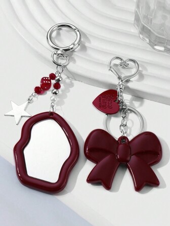 1 件 Y2K 风格亚克力蝴蝶结云迷你镜面星形钥匙扣包饰，优雅的女朋友/姐妹/朋友情人节礼物汽车配饰学校