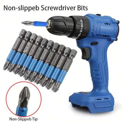 6 Pieces Non-Slip Phillips - Short Screwdriver Bit Set, 1/ 4" Hex Shank 2"/ 50mm Length, With Magnetic Tip For Electric Screwdrivers, Drills, Impact Drivers, Tool Accessories (PH1, PH2, PH3, PZ1, PZ2, PZ3)