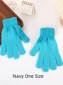 1 Pair Solid Color Knitted Adult Gloves, Thick Thermal Lined Warm Gloves, Finger Separation Design, Suitable For Riding, Cold Weather, Valentine's Day Gift - Multicolor - View 7