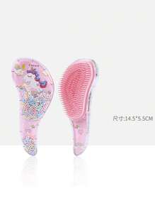 1 件装卡通梳防静电按摩发刷，带独角兽图案，适合女孩