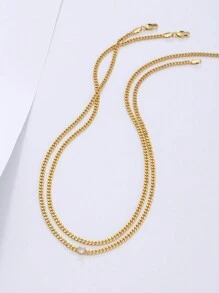 Tkool 5 件/套 18K 镀金项链套装，精致原创设计女士链条项链，适合日常佩戴和节日礼物 - 金黃色 - 查看 4