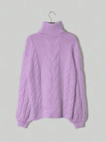 秋冬新款高领毛衣，宽松超大款小众休闲 - 紫色 - 查看 3