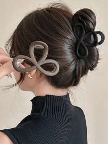 4pcs/1pc Women's 8.5cm/3.35in Bow Plastic Hair Clips In Black, White, Khaki, Brown, Fashionable, Versatile, Elegant, Minimalist Solid Color Hair Claws, Suitable For Daily Wear, Casual, Party, Commute, Vacation, Hairstyling, Makeup, Outfit Matching Hair Jaw Clip Hair Clamps Hair Clutch Hair Catcher Clip, Bow Accessories, School Stuff, College Fall Winter Claw Clip Hair Accessories For Women Summer Outfits - Multicolor - View 3