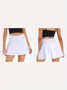 Women Tennis Yoga Skort High Waisted Workout Athletic Skirts With Pockets Shorts For Sports Golf Skirts Skorts - White - View 2