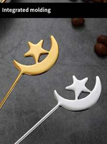 1/4/6/8pcs 304 Stainless Steel Crescent Moon & Star Dessert Spoons - Silver/Gold Cutlery, Tableware Set For Coffee, Holiday Gift