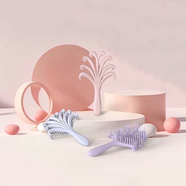 1 pieza Nuevo cepillo de pelo con forma de pulpo, peine de masaje esponjoso popular, kit de herramientas de peinado lavable y portátil, accesorios de belleza para el cabello para el hogar