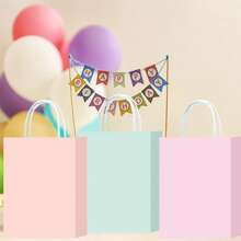 12/18/24/30 件彩色牛皮纸礼品袋带手柄，礼品包装袋，适用于派对、生日、情人节、圣诞节、糖果袋、购物袋、小型企业用品装饰 - 多用途