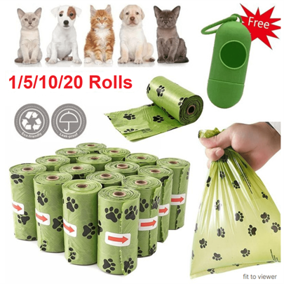 300Pcs/20Rolls Extra Thick And Strong Polyethylene Dog Poop Bags Include 1pc Green Adjustable Dispenser,100% Leak Proof Pet Waste Wag For Pets Outdoor Walking, Hiking