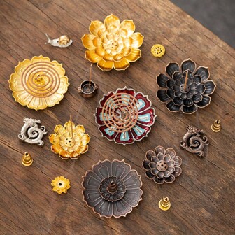 1pc-8 Styles Metal Incense Holder - Suitable For Incense Stick Holder, For Home Decor, Meditation, Yoga | Metal Incense Holders For Home, Office, Hotel, Tea House - Ideal For Home Decor, Room Decor, Desktop Decoration Festival Decoration Rama Gifts Birthday Graduation