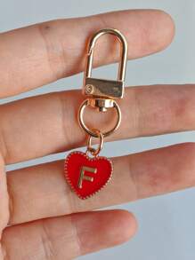 Letter Heart Pendant Keychain, Initial Letters A-Z Bag Pendant,Alloy Fashion Charm Key Ring,With Carabiner,Personalized Initial Key Holder For Backpack,Wallet,Headphone Case,For Friends, Family, And Couples Ideal Gift