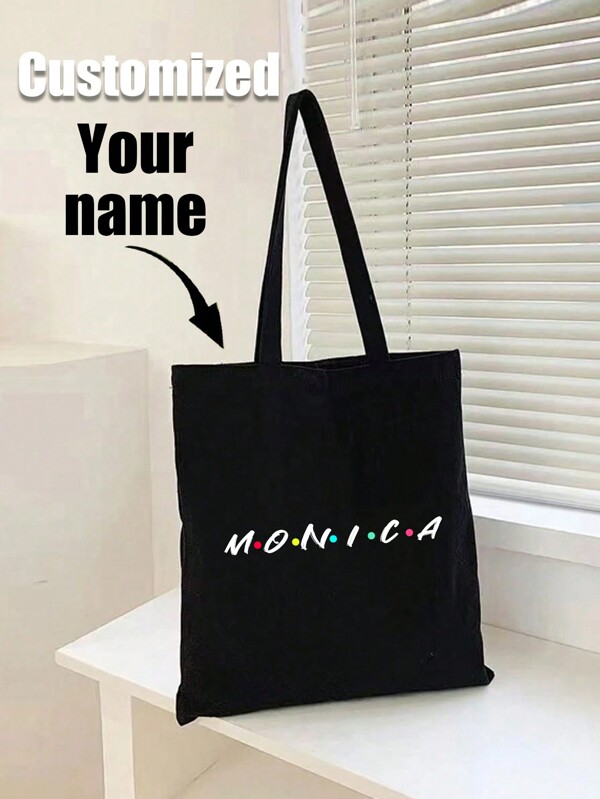 Personalized Custom Name Tote Bag Friends Theme Birthday Bridal Shower Bachelorette Party Bride To Be Future Mrs Wedding Engagement Bridesmaid Gift Cosmetic Bag Bags Ladies, All-Purpose, Large Capacity, Versatile, Casual, Basics, Custom, Personalized, Unique, Customized, Ideal Gifts For Him, Ideal Gifts For Her, Her, Family, Friends, Girlfriend, For Anniversaries, For Birthdays, For Holiday/ Vacation, For Outdoors/Outings/Travel/Hiking/Stadium/Sports/Climbing, For Business/Commute/Work/Office,Bags & Luggage,2025 Halloween Accessories, Urban Chill