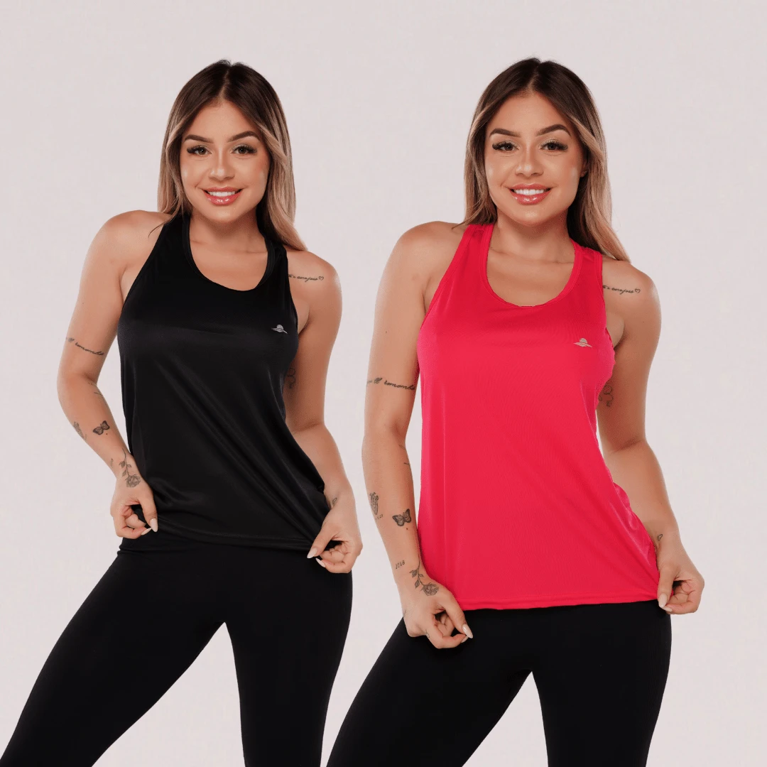 Kit 5 Assorted Women's Dry Fit Fitness Gym Tank Tops - 彩色 - 查看 1