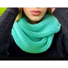 Knitted Collar Scarf Double Wrap Soft Wool Winter Fashion - Mint Green - View 2