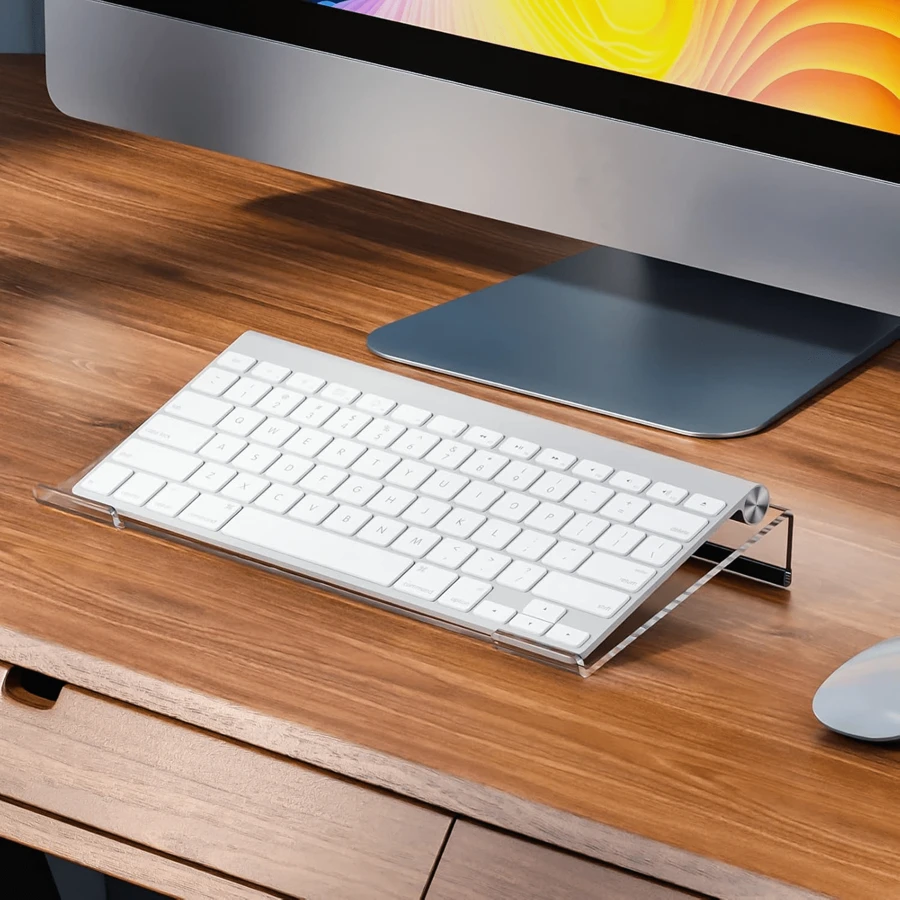 Soporte para teclado de computadora, bandeja para teclado para teclados, elevador de teclado de acrílico para escritorio, soporte para teclado para teclado de computadora mini y teclado mágico de Apple-Transparente - transparente - Ver 1