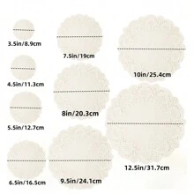 100 Pcs Round White Paper Doilies, Lace Paper Placemat, Doily Disposable Paper Table Mat, Suitable For Food, Cake, Crafts, Parties, Weddings, Tableware Decoration,Round Paper Doilies Disposable Decoration For Table Decoration, Banquets, Birthdays, Holidays, Parties - White - View 3