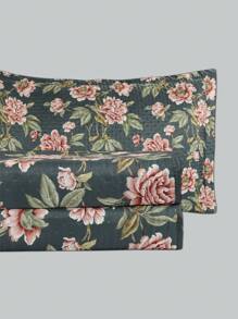 3-Piece Bedspread Quilt Kit Complete Box Bed Ultrasonic Butterfly Quilted - Jasmine Floral Grey - View 3