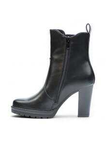 Fashionable Elegant Retro Commuting Pointed-Toe Distressed Chelsea High Heel Ankle Boots - Black - View 3