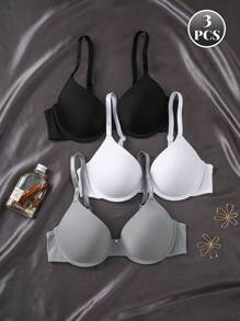 Peach Girl 3 Packs Multi-Color Simple Women's Underwear Push-Up Smooth Comfortable Bra - Multicolor - View 1
